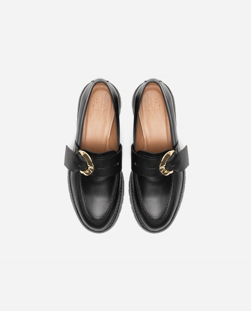 Black Shoes Flattered Stella Leather Loafers | CAJVR86163