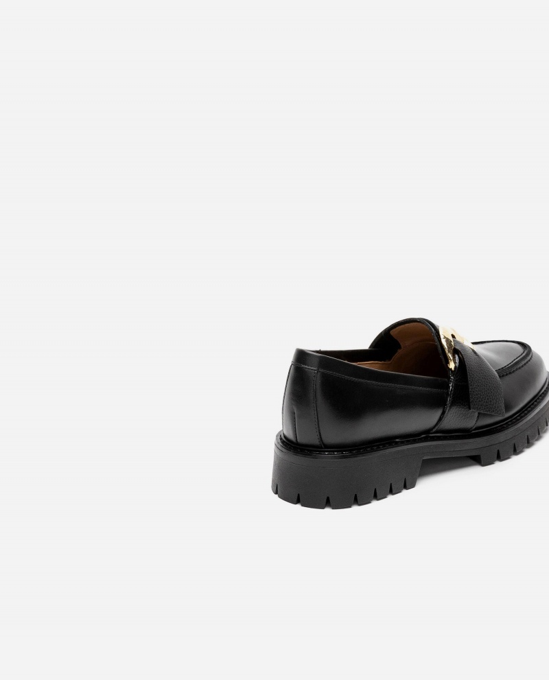 Black Shoes Flattered Stella Leather Loafers | CAJVR86163