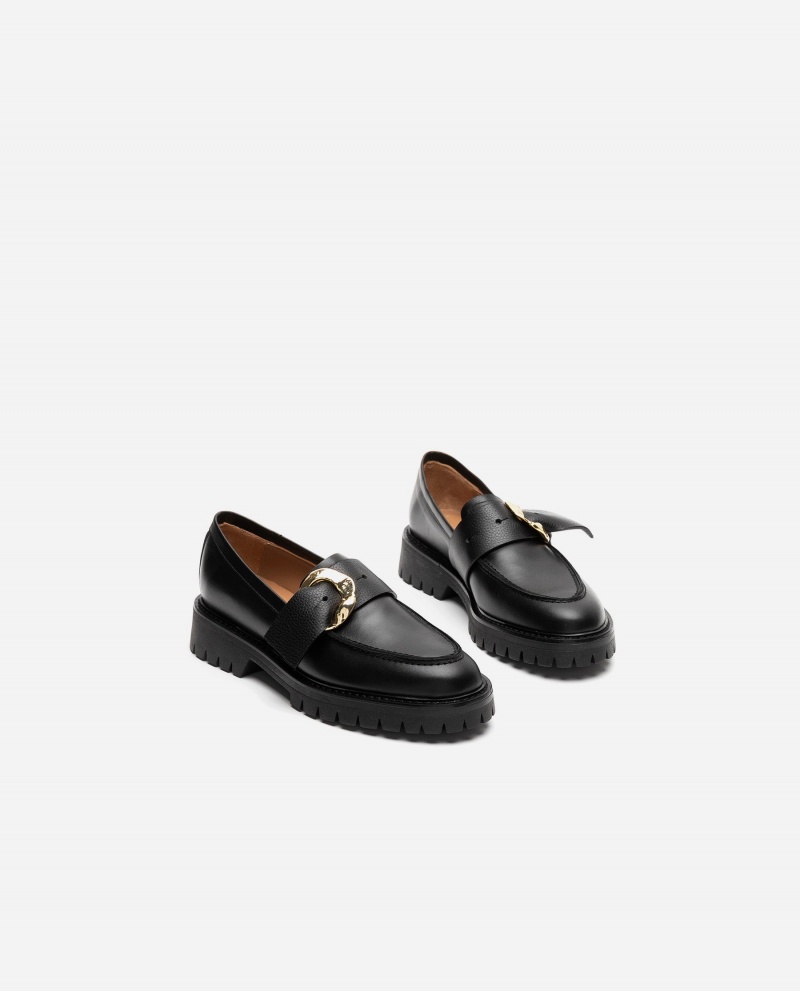 Black Shoes Flattered Stella Leather Loafers | CAJVR86163