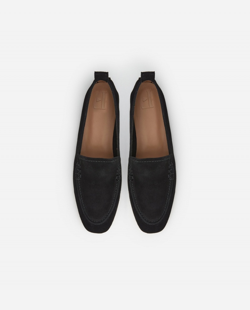 Black Shoes Flattered Vida Suede Loafers | TCAPQ59889