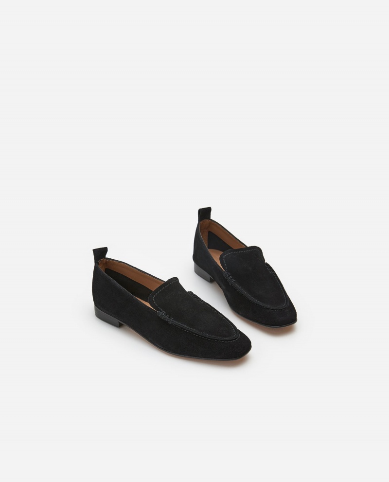 Black Shoes Flattered Vida Suede Loafers | TCAPQ59889