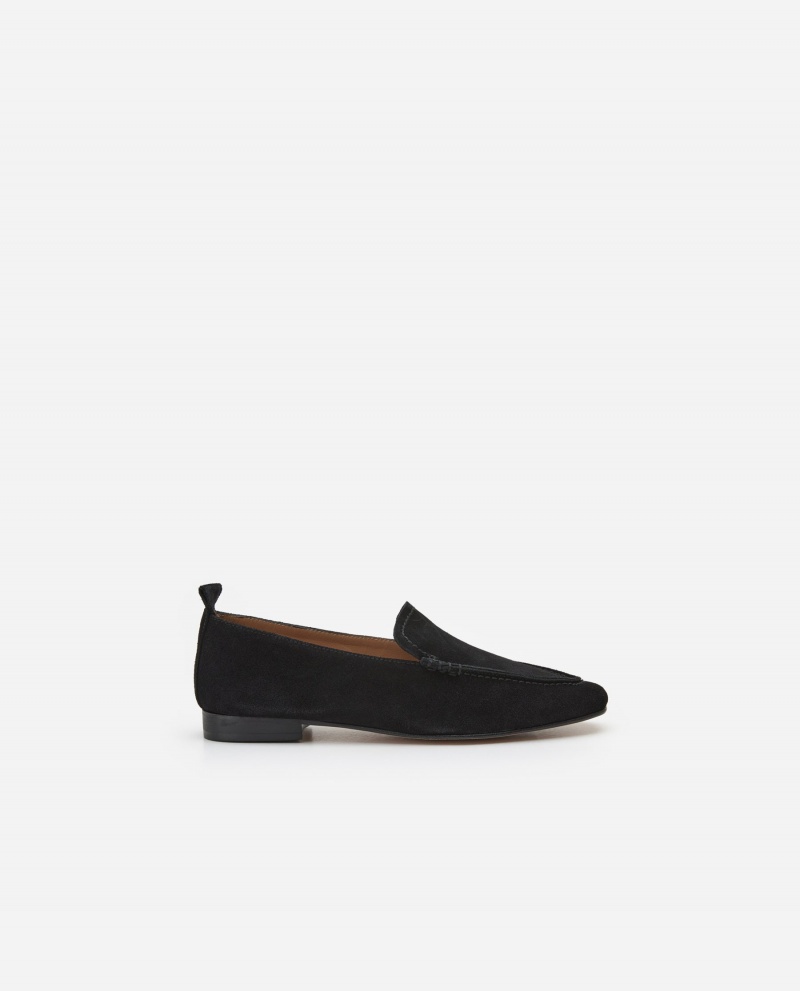 Black Shoes Flattered Vida Suede Loafers | TCAPQ59889