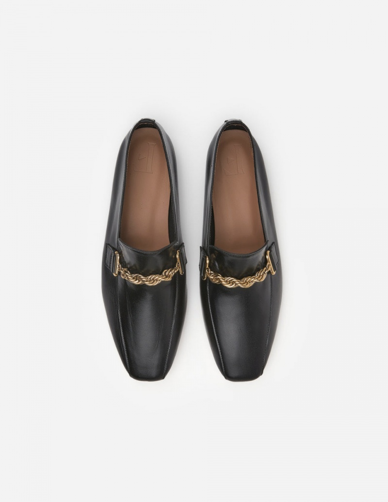 Black Shoes Flattered Vivo Leather Loafers | CANEJ82862