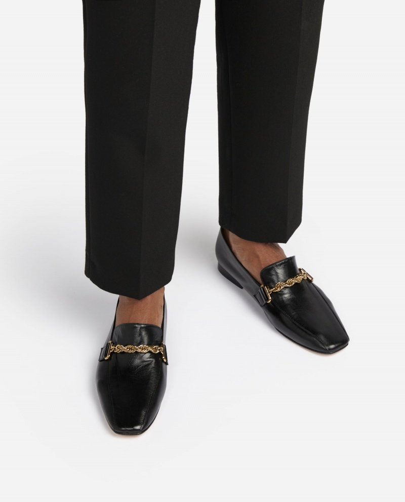 Black Shoes Flattered Vivo Leather Loafers | CANEJ82862