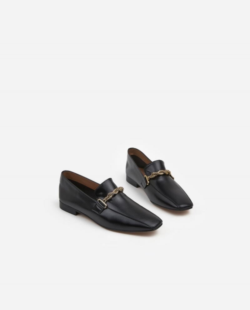 Black Shoes Flattered Vivo Leather Loafers | CANEJ82862