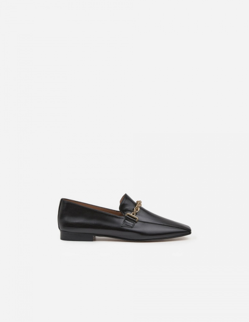 Black Shoes Flattered Vivo Leather Loafers | CANEJ82862