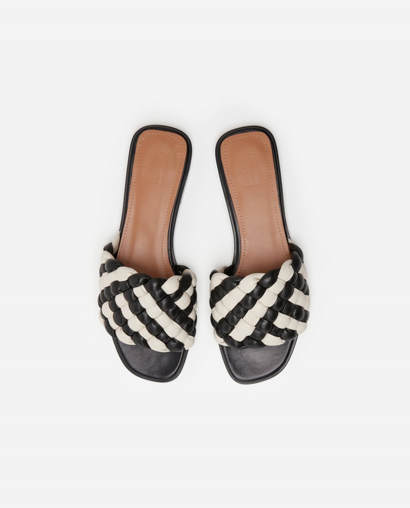 Black / White Shoes Flattered Minou Leather Sandals | CACIF95968