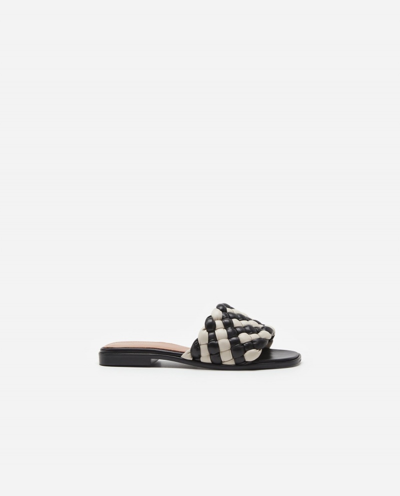 Black / White Shoes Flattered Minou Leather Sandals | CACIF95968