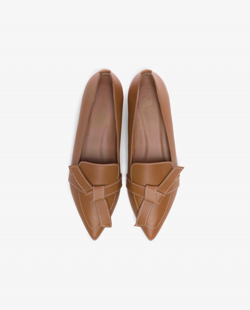 Brown Shoes Flattered Ally Cognac Leather Loafers | XCABH92549