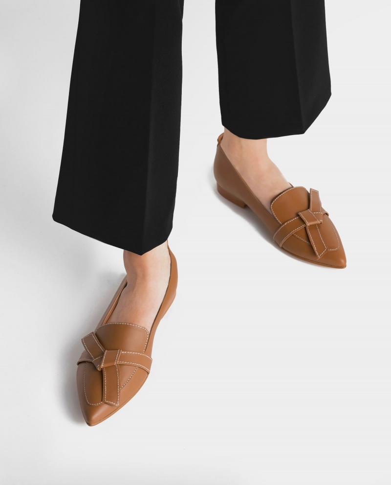 Brown Shoes Flattered Ally Cognac Leather Loafers | XCABH92549