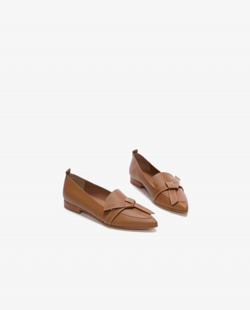 Brown Shoes Flattered Ally Cognac Leather Loafers | XCABH92549