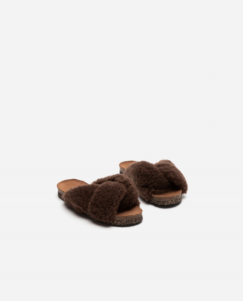 Brown Shoes Flattered Lou Teddy Sandals | CAXBR92497