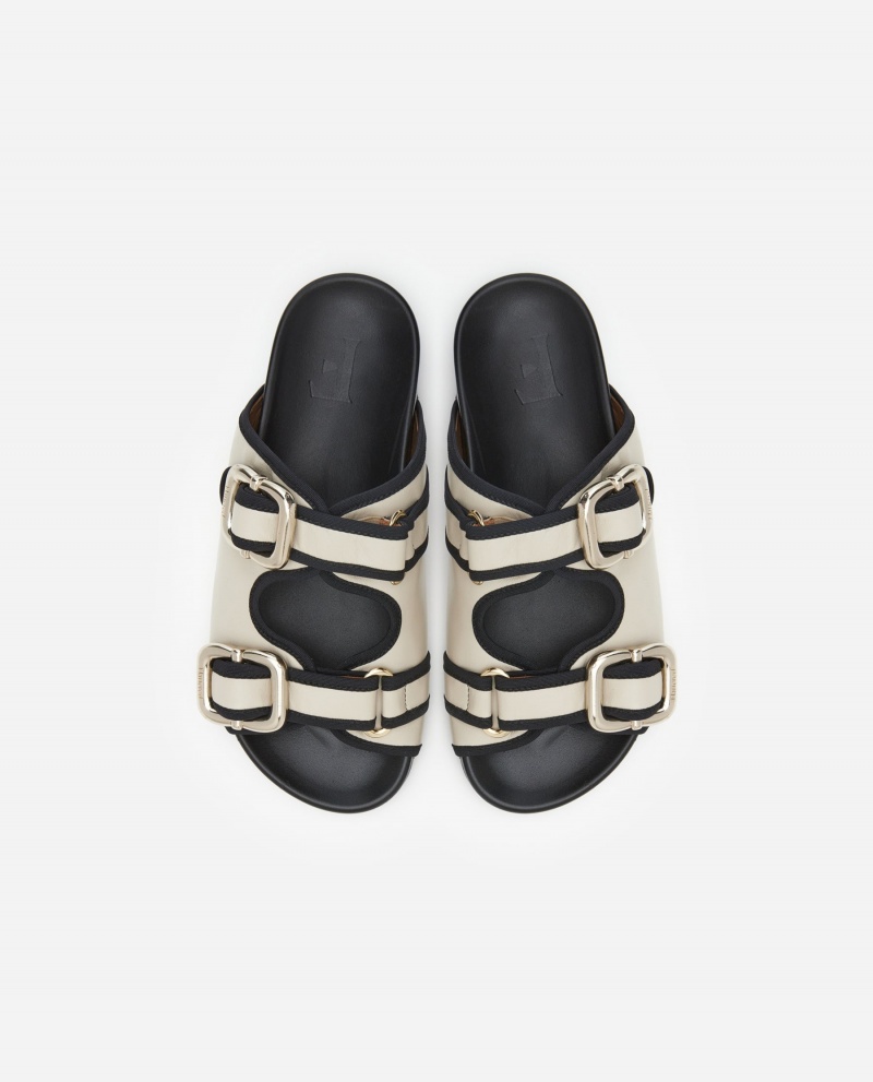 White Shoes Flattered Bono Leather Sandals | GCAUC67940