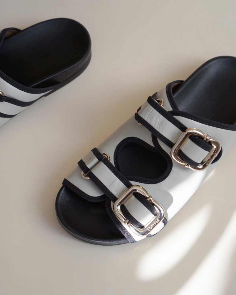 White Shoes Flattered Bono Leather Sandals | GCAUC67940