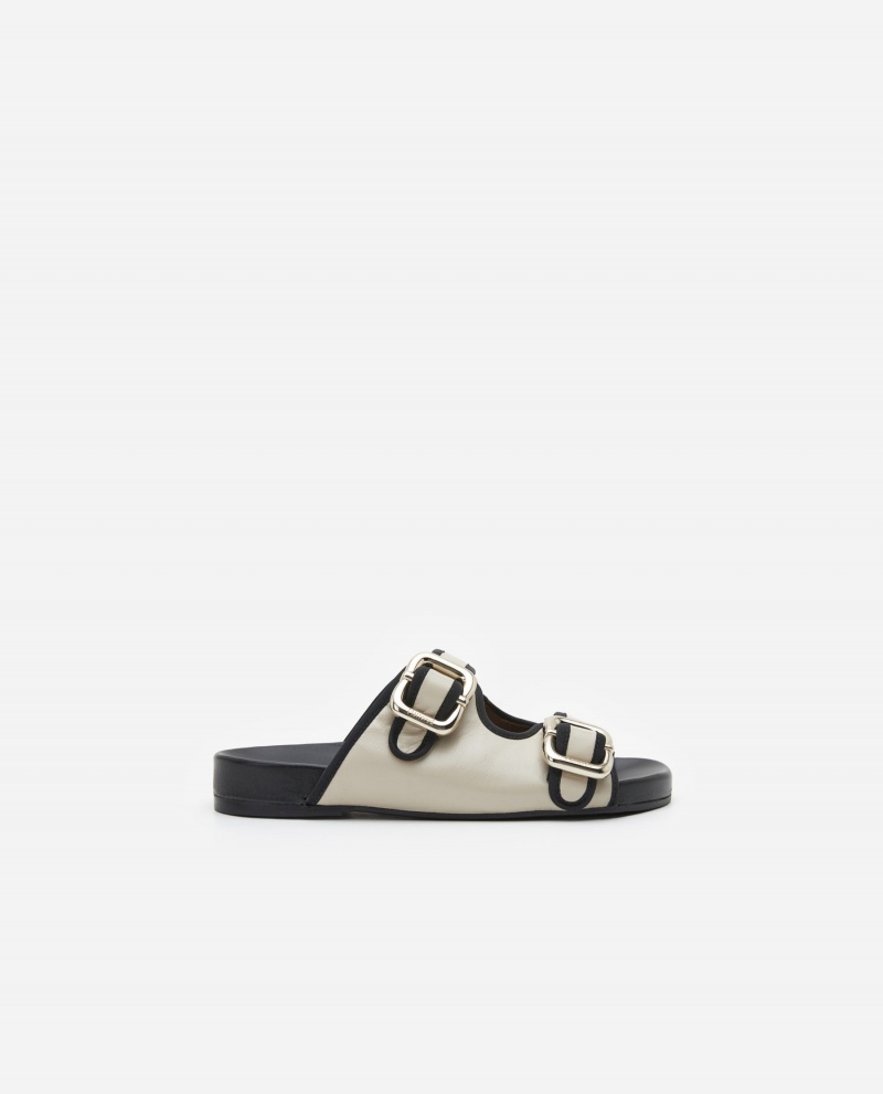 White Shoes Flattered Bono Leather Sandals | GCAUC67940