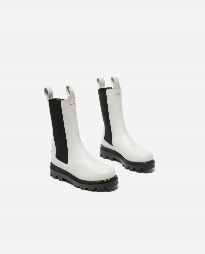 White Shoes Flattered Lia Leather Boots | CAXBR22483