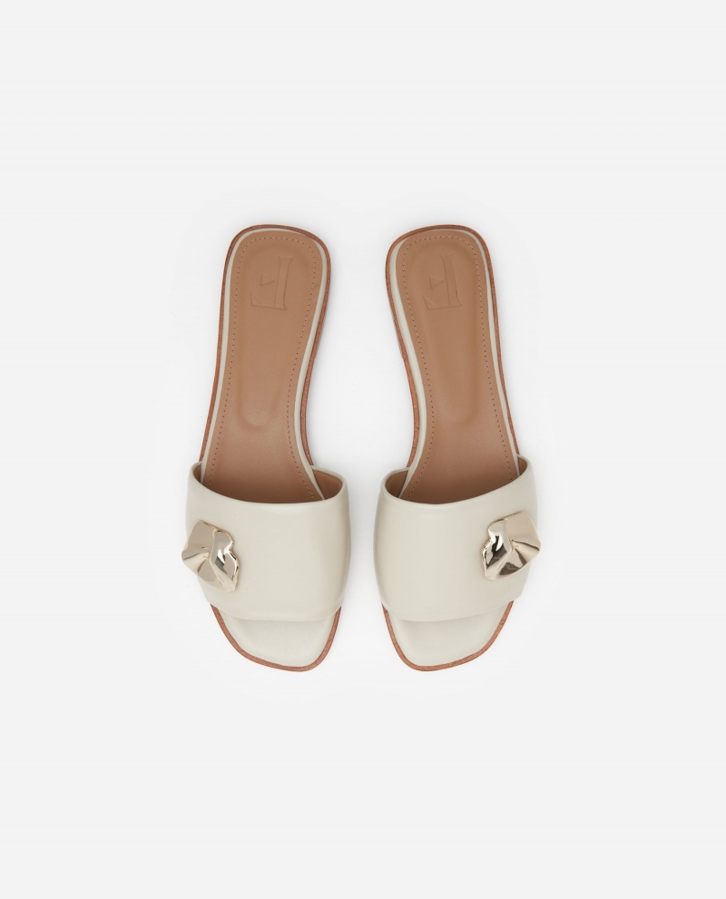 White Shoes Flattered Mira Leather Sandals | YCAVQ97781