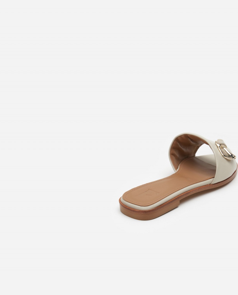 White Shoes Flattered Mira Leather Sandals | YCAVQ97781