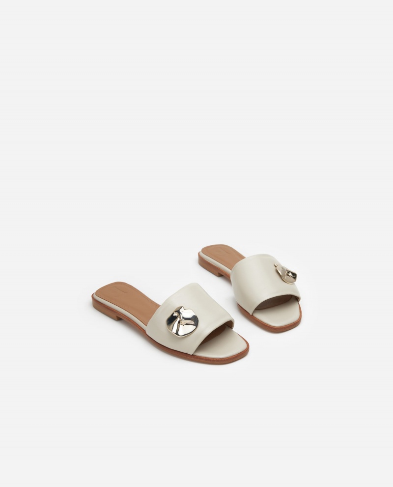 White Shoes Flattered Mira Leather Sandals | YCAVQ97781