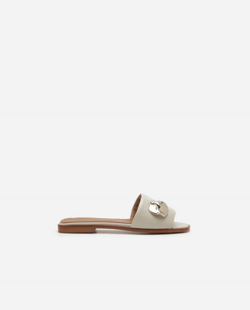 White Shoes Flattered Mira Leather Sandals | YCAVQ97781