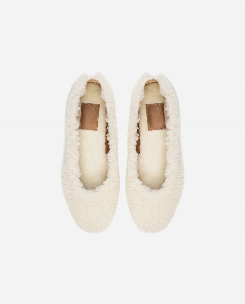 White Shoes Flattered Nina Teddy Indoor Shoes | SCAVO87052